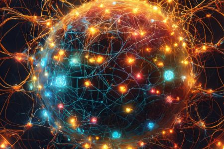 Un cerveau luminescent entouré de différents engre